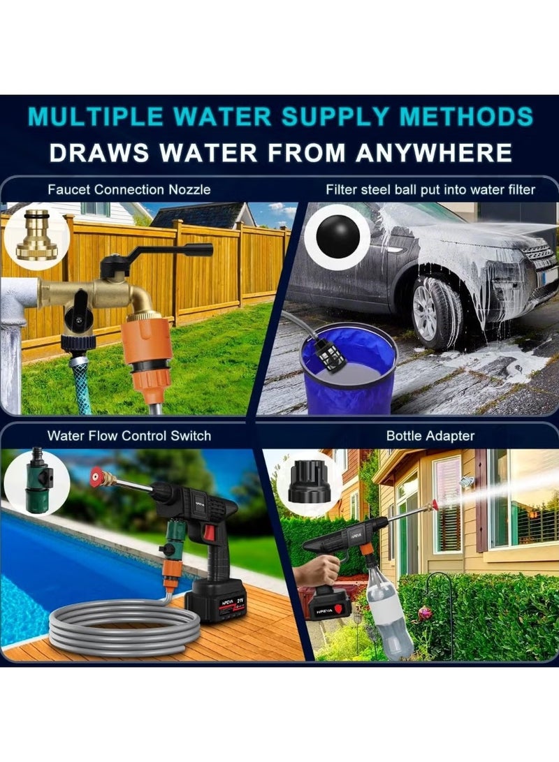 ET-LIFE Cordless Portable Pressure Washer Gun - Upgrade 6-in-1 Nozzle 452PSI 10000mAh Power Car Wash Pump for Car Washing/Home/Floor - Image 5